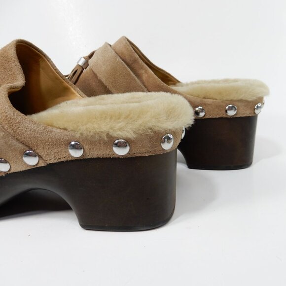 Rag & Bone Johannes Suede Shearling Tassel Clogs Size 40 10 Chunky NEW $475 - Picture 10 of 14